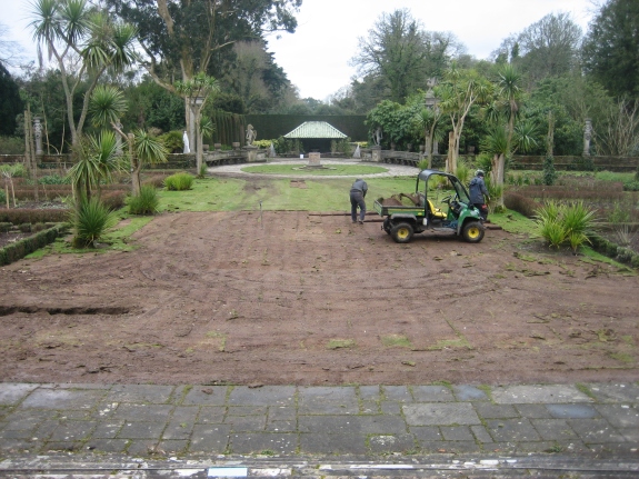 Italian Garden - Removing all the turf.